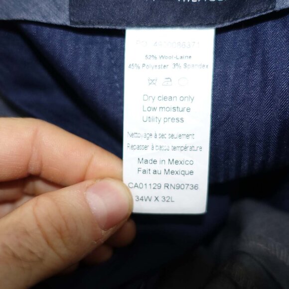 Tommy Hilfiger Men's Slim Fit Dress Pants 34 x 30 Medium Gray Wool Blend Slacks - Picture 4 of 6